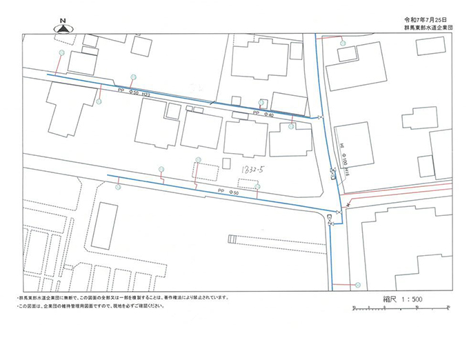 邑楽町中野1832-5 下水道図